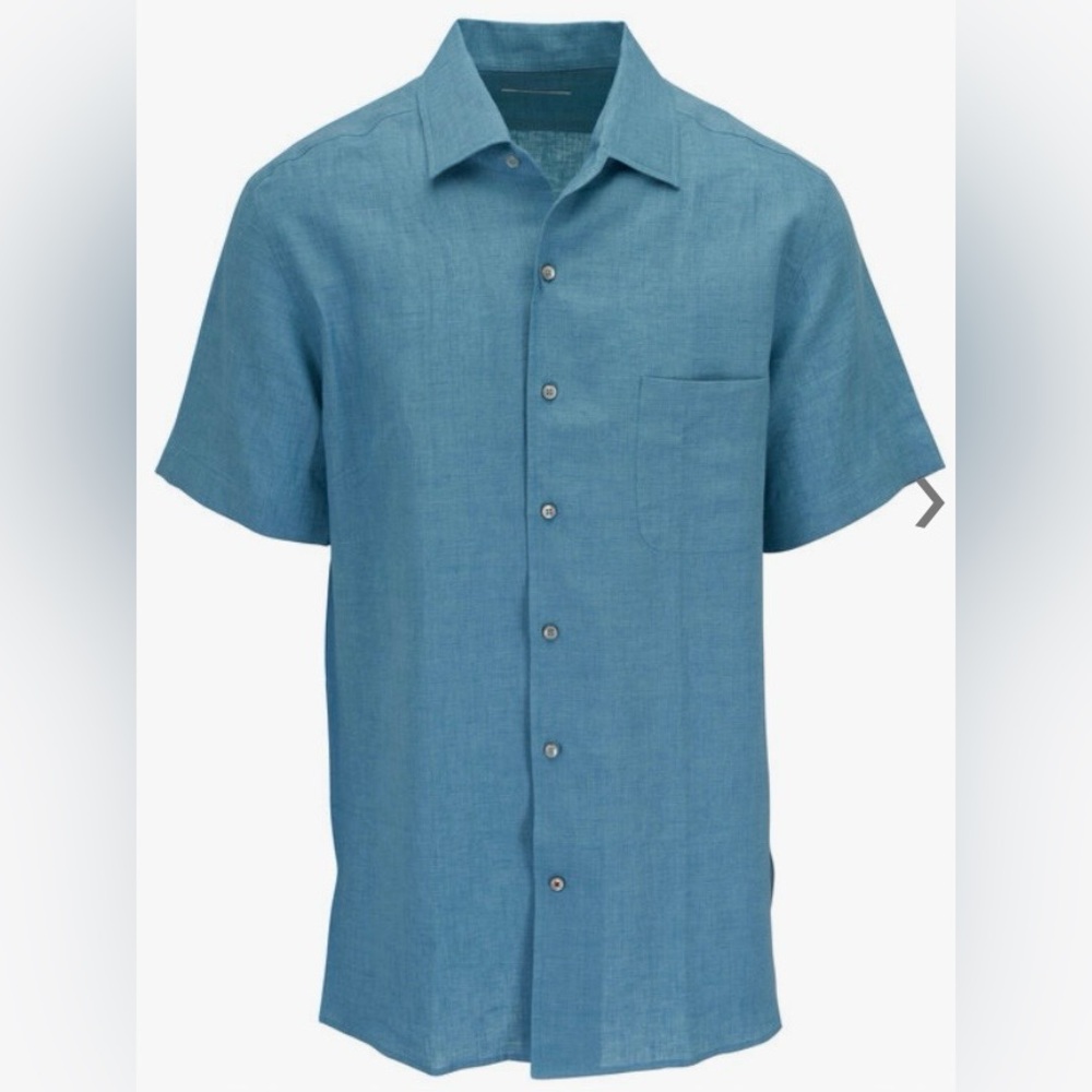 NEW $640 Loro Piana Andre linen Blue Shirt short sleeve